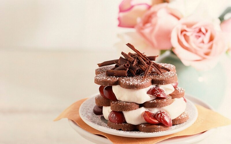 chocolate cherry dessert stack