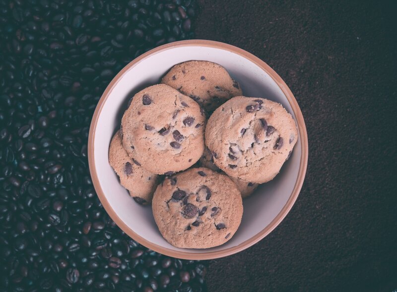 chocolate chip cookies in a bowl