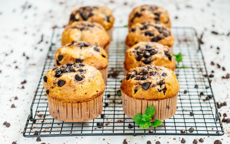 Chocolate Chip Muffins — Brown, Appetizing, Photograph