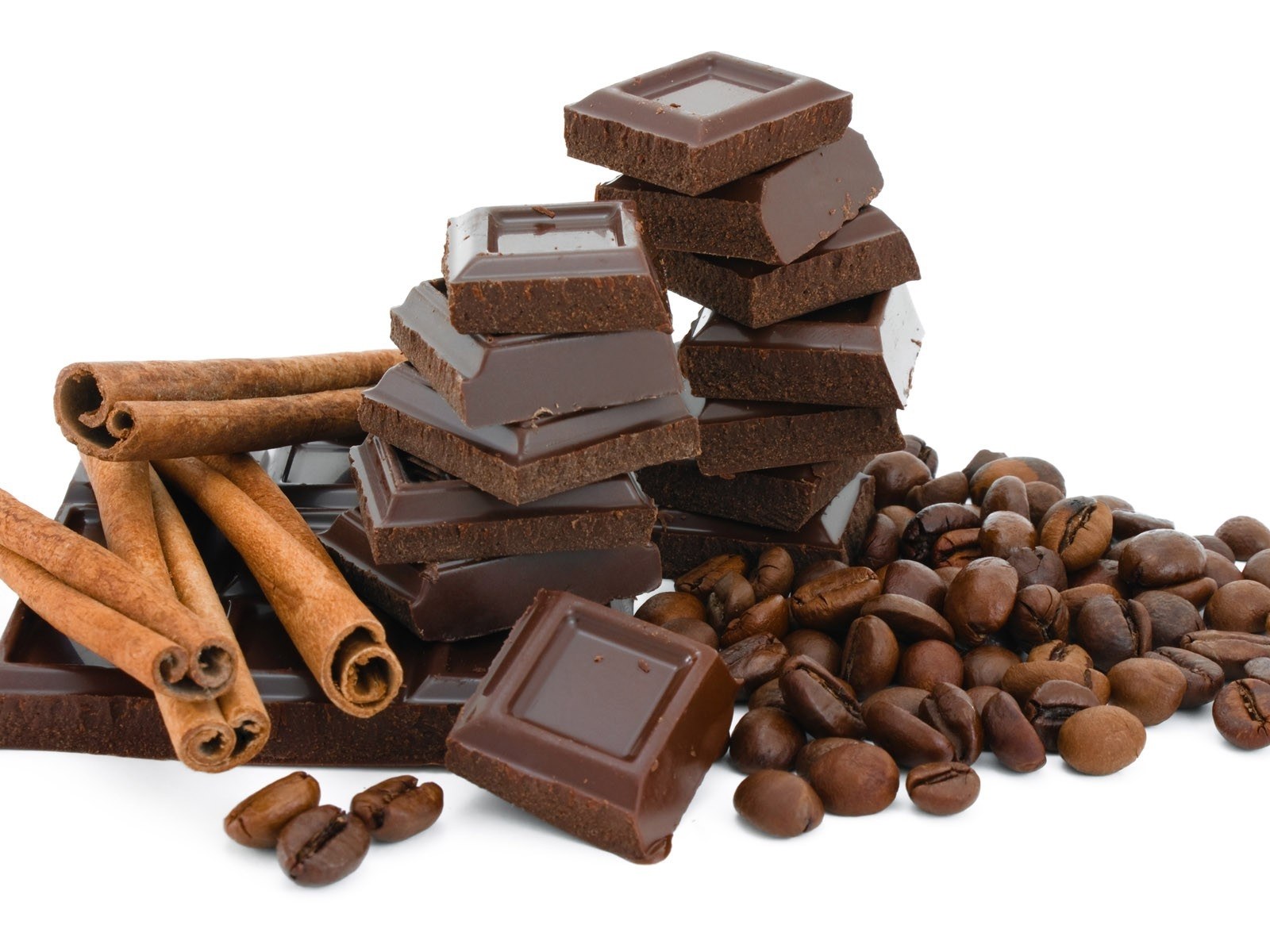chocolate, cinnamon, and coffee beans