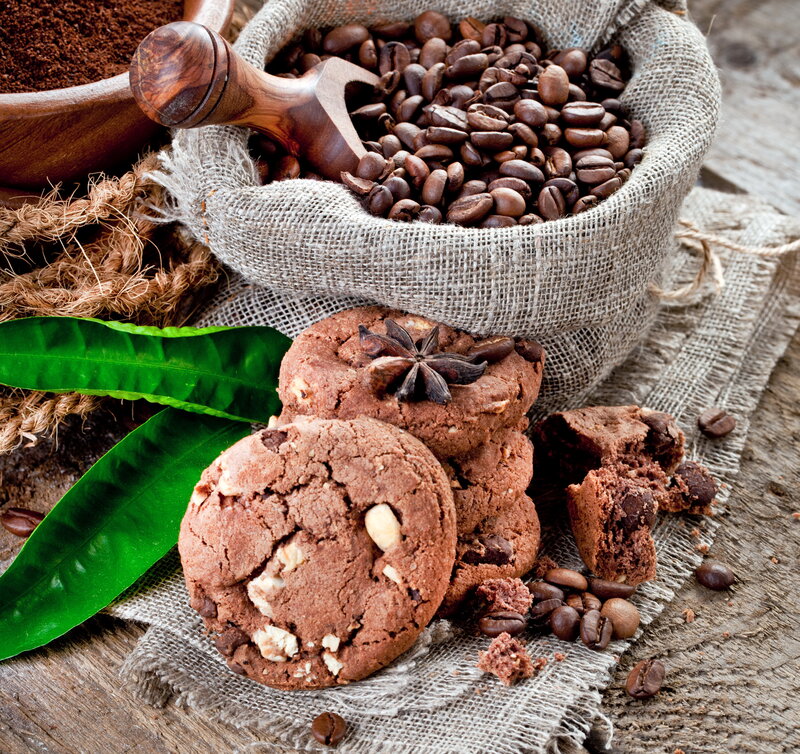 Chocolate Cookies with Coffee Beans