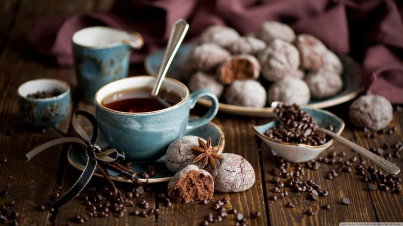 Chocolate Cookies with Tea — Brown