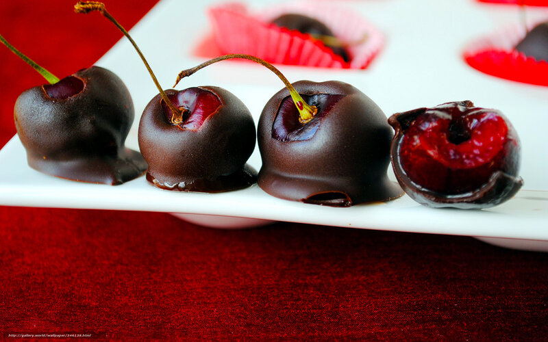 Chocolate-covered Cherries — Red, Appetizing, Photograph, Plate