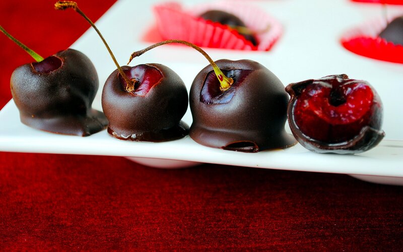Chocolate-covered Cherries — Red, Appetizing, Photograph