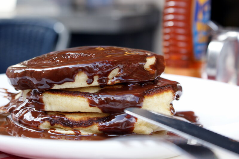 chocolate-covered pancakes