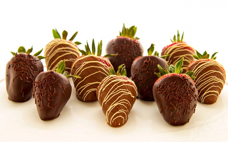 Chocolate-covered Strawberries — Brown, Appetizing, Photograph, Chocolate, Sprinkles