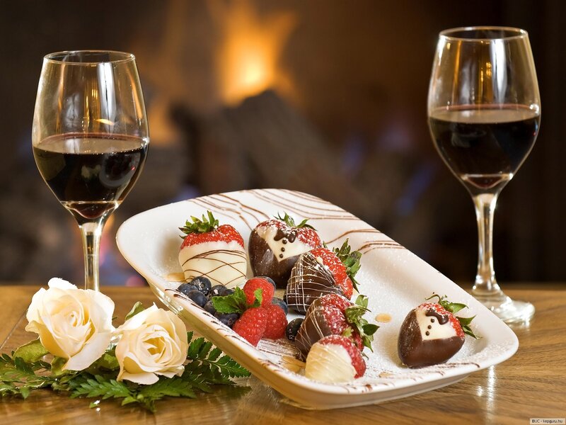 Chocolate-covered Strawberries — Brown, Romantic, Night