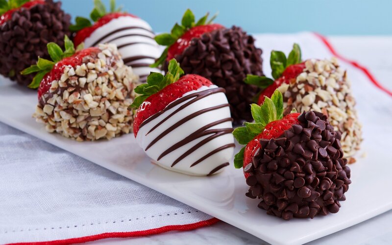 Chocolate-covered Strawberries — Red, Appetizing, Photograph, Nuts