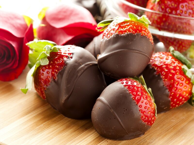 Chocolate-covered Strawberries — Red, Romantic, Photograph