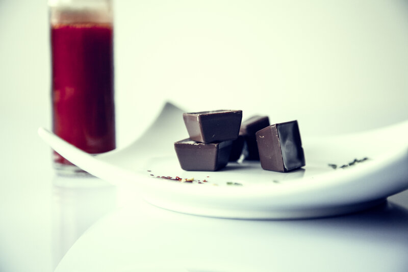 chocolate cubes on a plate