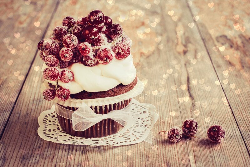 Chocolate Cupcake with Berries — Brown