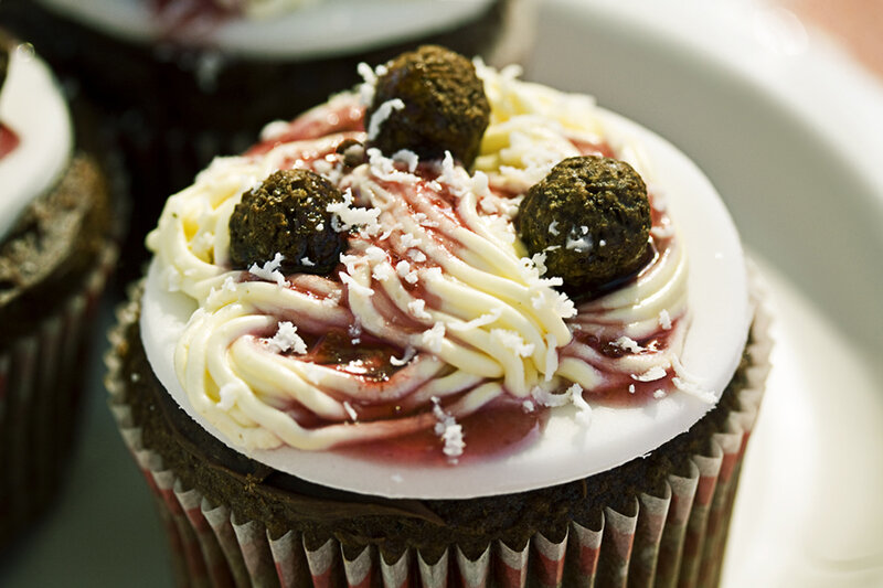 chocolate cupcake with berries