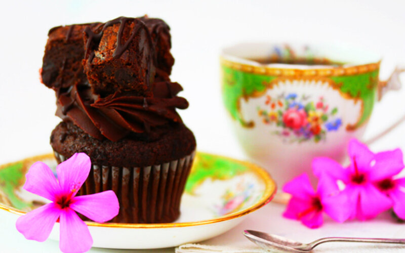 Chocolate Cupcake with Brownie