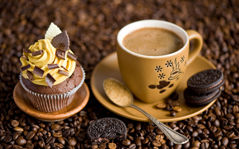 Chocolate Cupcake with Coffee — Brown, Cozy