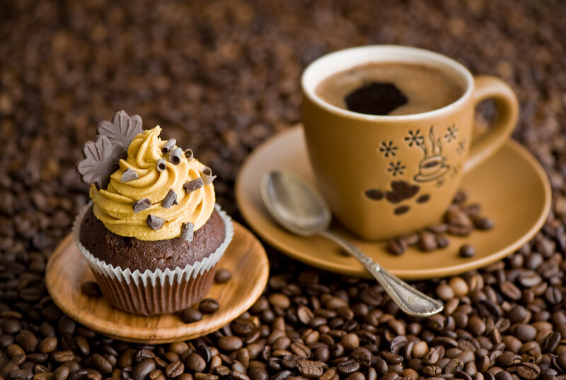 Chocolate Cupcake with Coffee — Brown