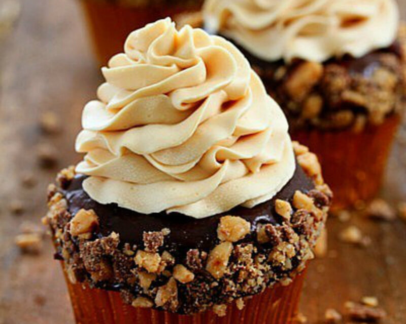 Chocolate Cupcake with Frosting — Brown, Appetizing, Photograph