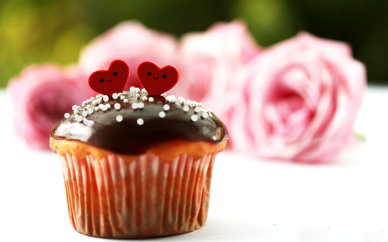 Chocolate Cupcake with Hearts