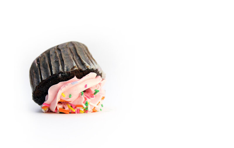 chocolate cupcake with pink frosting
