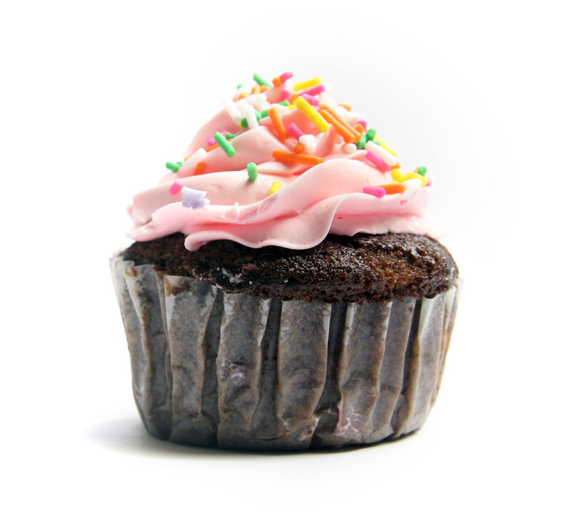 chocolate cupcake with pink frosting