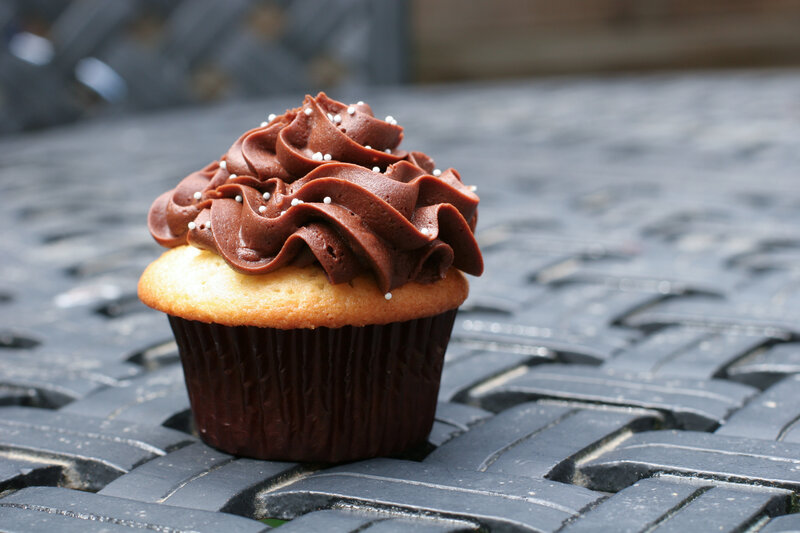 chocolate cupcake with sprinkles