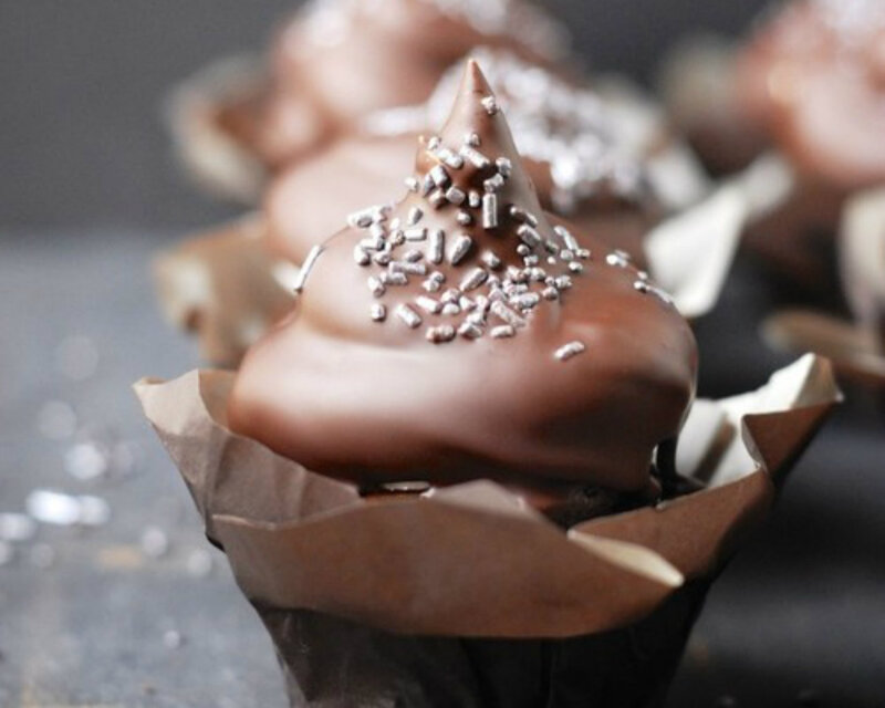 Chocolate Cupcake with Sprinkles — Brown, Appetizing