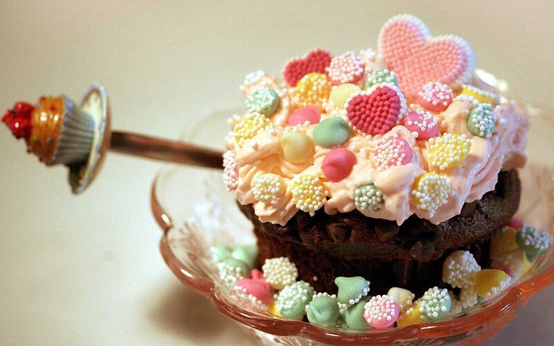 Chocolate Cupcake with Sprinkles — Brown, Festive