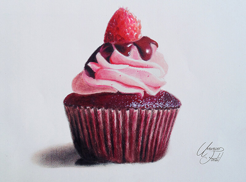 Chocolate Cupcake with Strawberry — Red