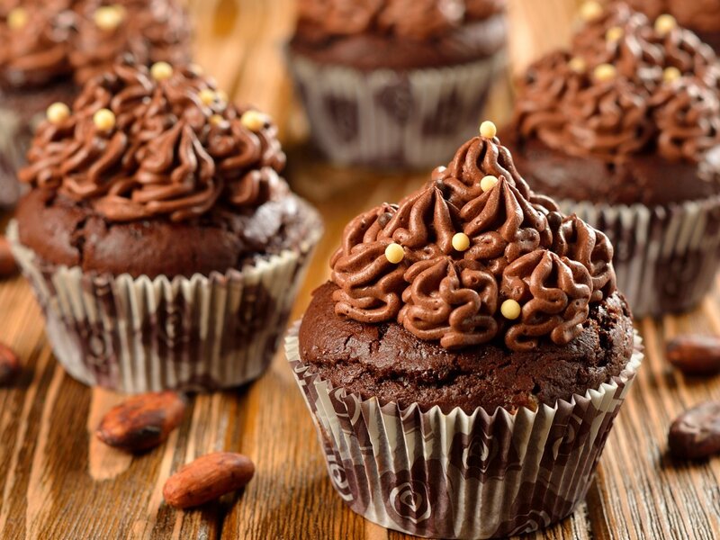 Chocolate Cupcakes — Brown, Appetizing, Photograph, Almonds