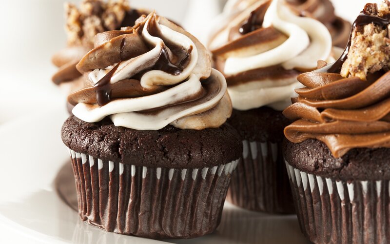 Chocolate Cupcakes — Brown, Appetizing, Photograph, Frosting