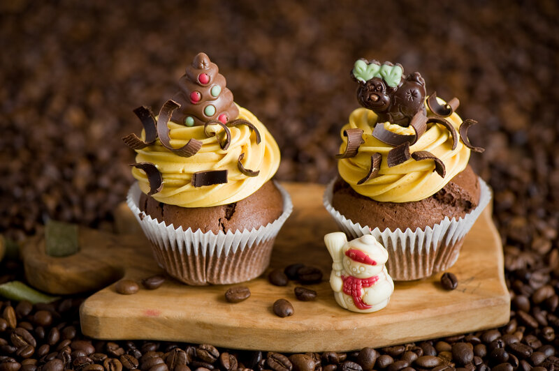 Chocolate Cupcakes — Brown, Festive, Photograph, Coffee Beans