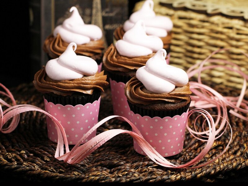 Chocolate Cupcakes — Brown, Sweet, Photograph, Ribbons