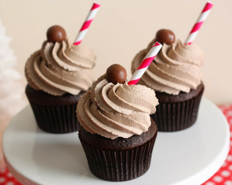 Chocolate Cupcakes — Brown, Sweet, Photograph, Straws