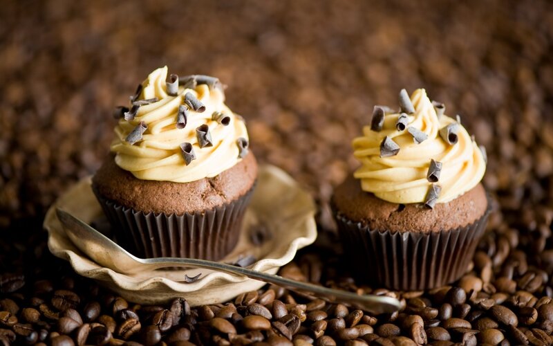 Chocolate Cupcakes — Brown, Warm, Photograph, Coffee Beans, Spoon
