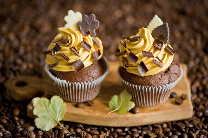 Chocolate Cupcakes — Brown, Warm, Photograph, Coffee Beans