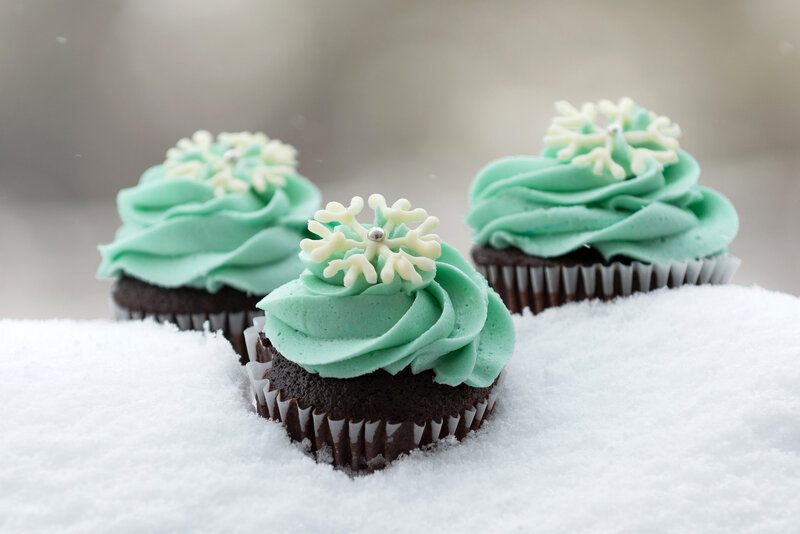Chocolate Cupcakes in Snow