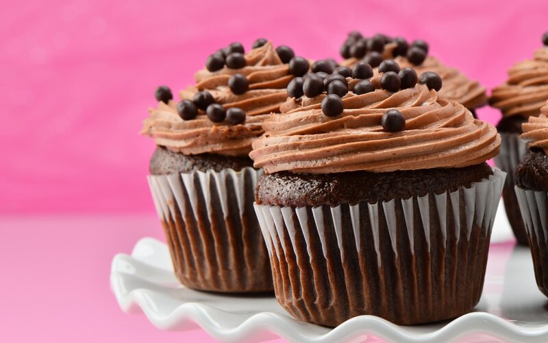Chocolate Cupcakes — Pink, Sweet, Photograph