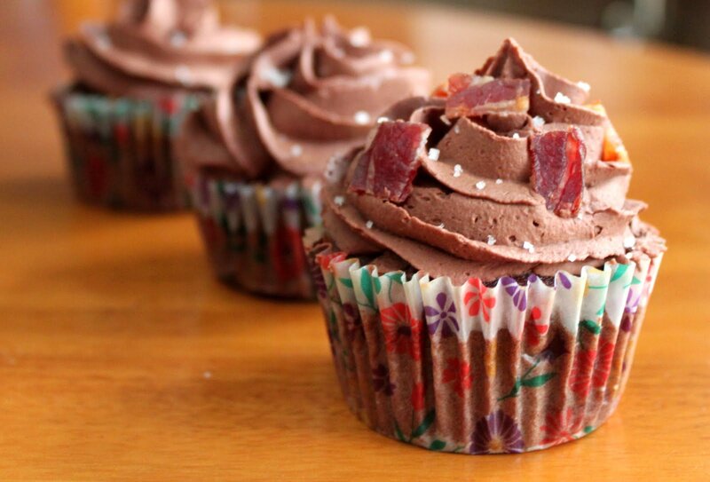 Chocolate Cupcakes with Bacon — Brown
