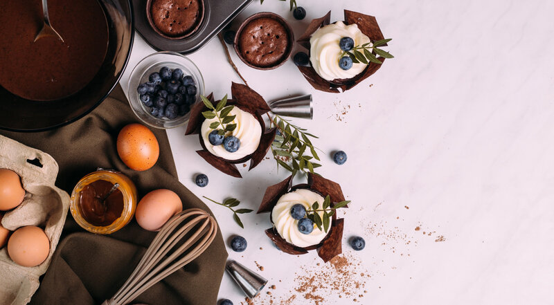Chocolate Cupcakes with Blueberries