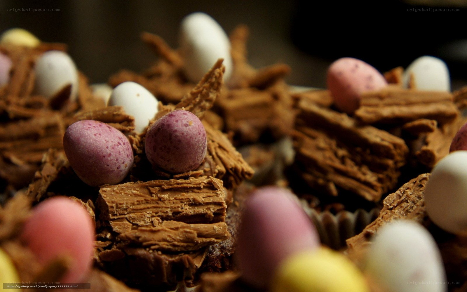 chocolate cupcakes with candy eggs