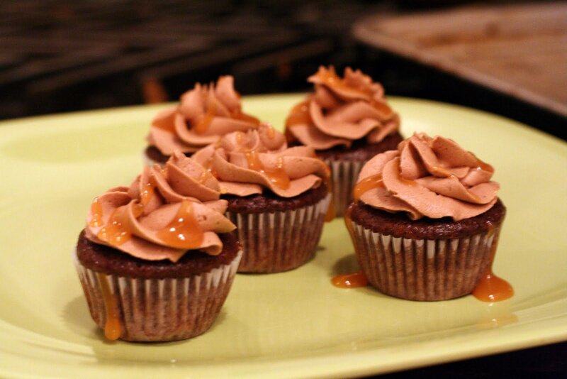 chocolate cupcakes with caramel