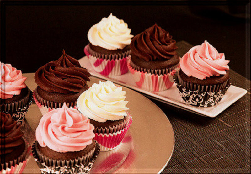 Chocolate Cupcakes with Frosting — Brown, Appetizing, Photograph