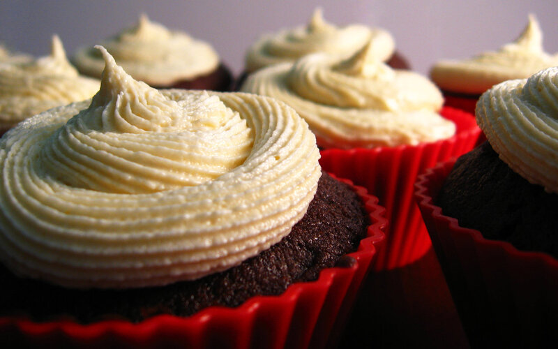 Chocolate Cupcakes with Frosting — Brown