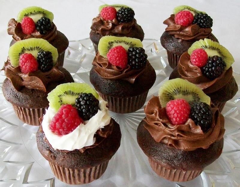 Chocolate Cupcakes with Fruit