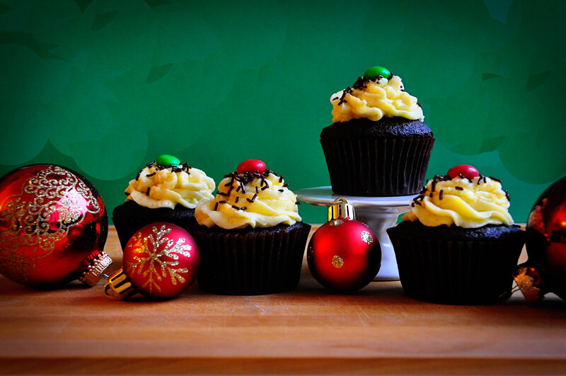 Chocolate Cupcakes with Ornaments