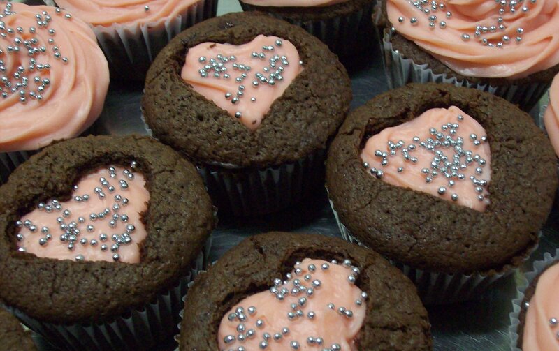 Chocolate Cupcakes with Pink Filling