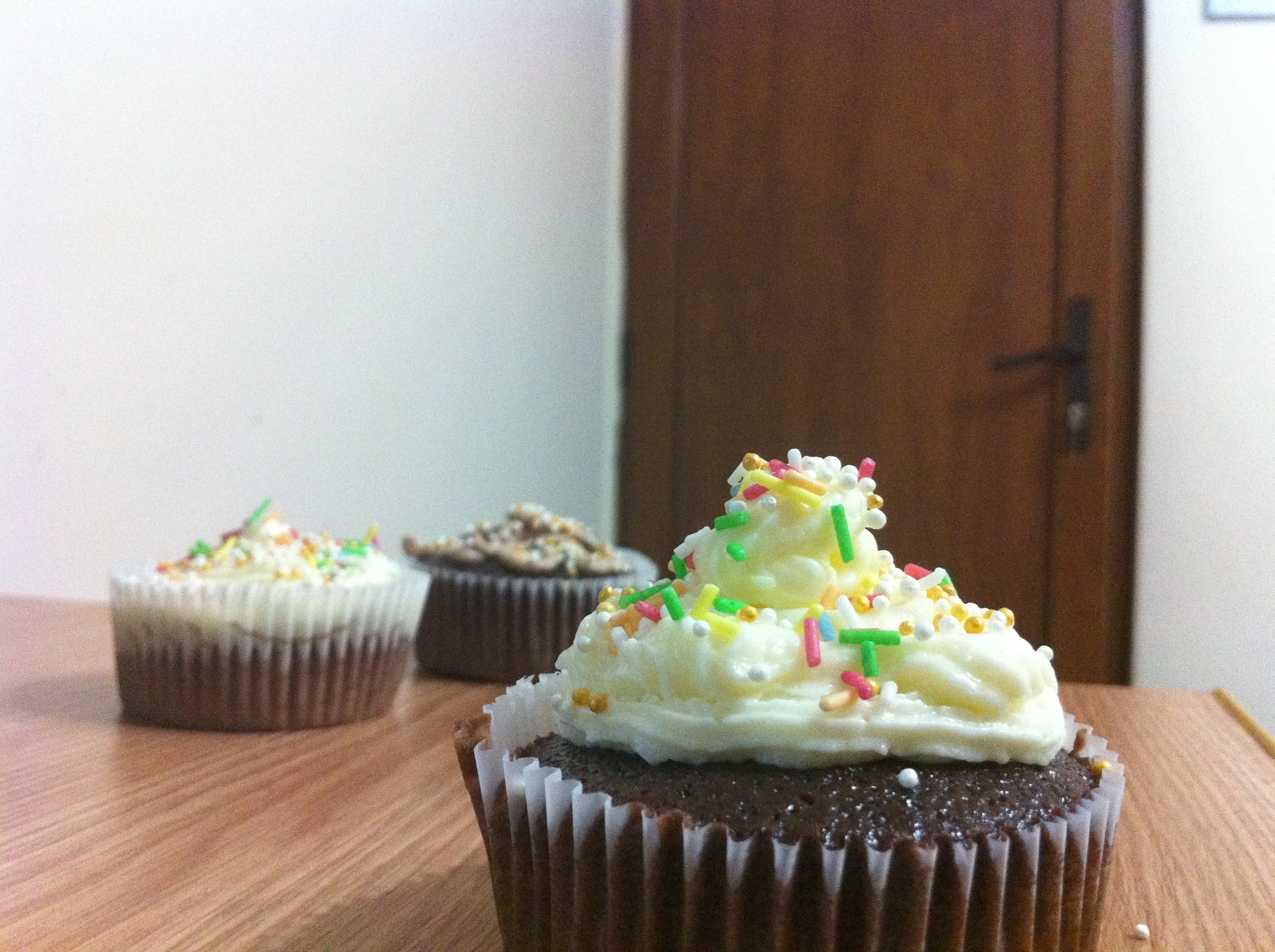 chocolate cupcakes with sprinkles