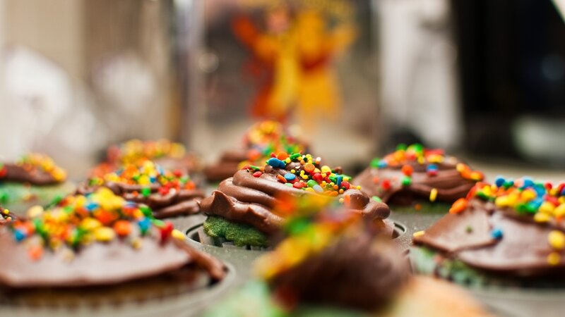 Chocolate Cupcakes with Sprinkles — Brown, Festive