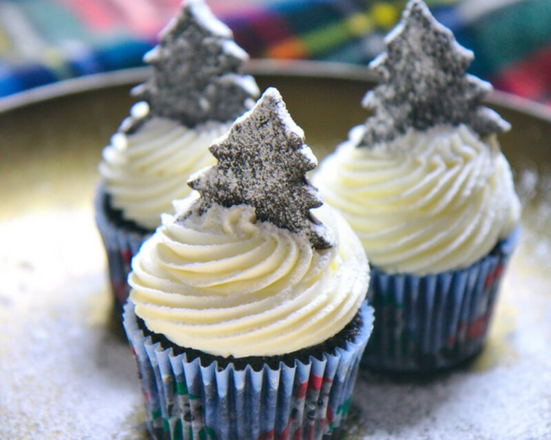 Chocolate Cupcakes with Trees