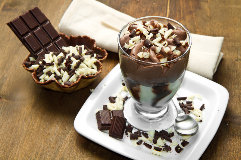 Chocolate Dessert in Glass — Brown, Indulgent, Photograph