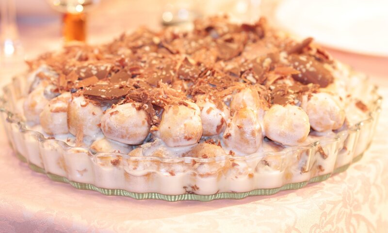 chocolate dessert in glass dish